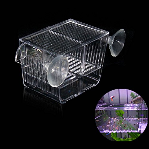 boxtech Aquarium Fish Tank Hatchery Incubator Breeding Box, Acrylic White Breeder Isolation Divider Hatching Boxes Accessory Small Baby Fishes Shrimp Clownfish Guppy (5.2x2.7x2.9 '')