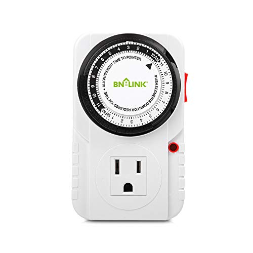 BN-LINK 24-timmars plug-in mekaniskt timerjordat akvarium, Grow Light, hydroponics, husdjur, hem, kök, kontor, apparater, UL-listad 125VAC, 60 Hz, 1875W, 15A, 1 / 2HP (1)