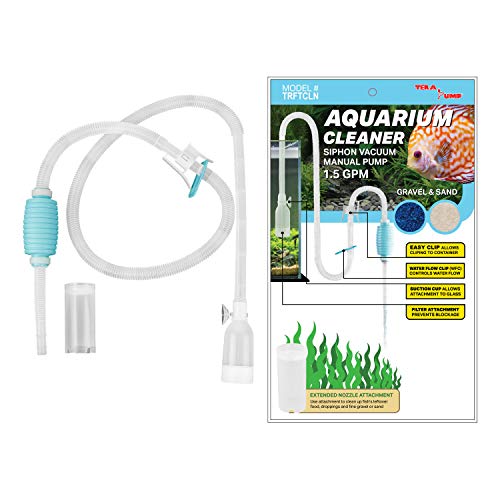 Äkta TERA PUMP Aquarium Cleaner Aquarium Fish Tank Grus Sand Cleaner med långt munstycke N Vattenflödesregulator - BPA Free (modell: TRFTCLN)